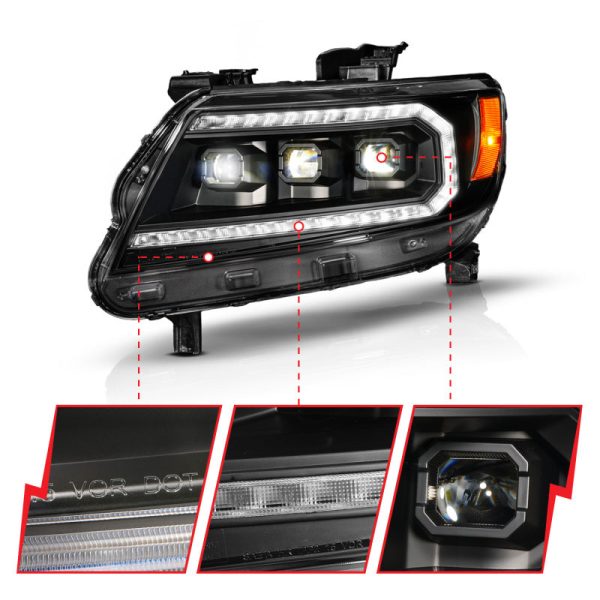 ANZO 15-22 Chevy Colorado Blk Housing Full LED DRL Projector Headlight w  Sequential Light Bar Online