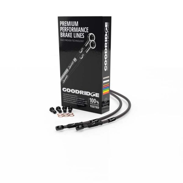 Goodridge 00-01 Ducati 996R Carbon Rear SS Brake Lines w Black Fittings For Discount