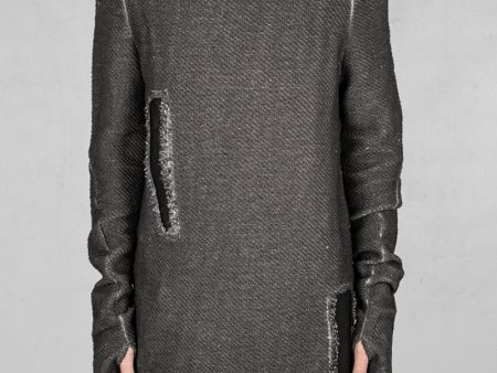 Leather patched sweatshirt anthracite Cheap