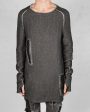 Leather patched sweatshirt anthracite Cheap