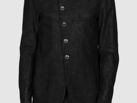 Laminated buttoned stretch jacket Online Hot Sale