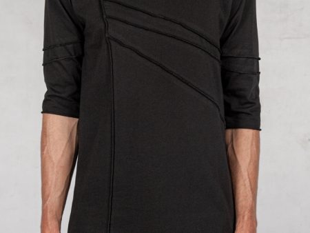 Asymmetric reverse seam tshirt black For Discount