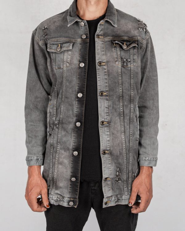 Oversize denim jacket grey Online now