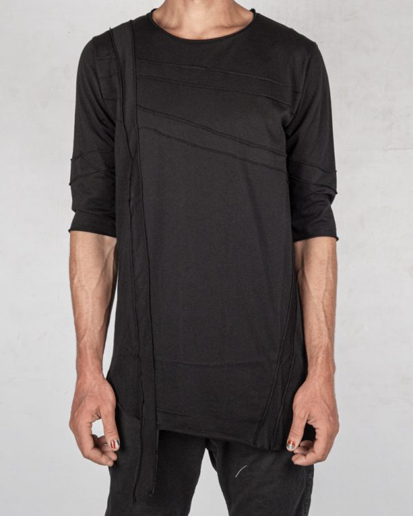 Asymmetric band tshirt black Online now