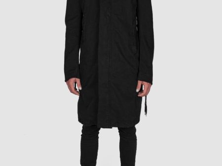 Zip up cotton coat black Hot on Sale