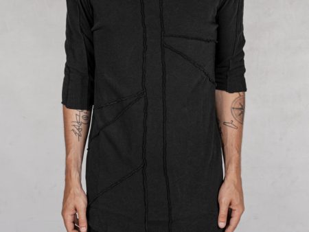 Asymmetric crew neck jersey t-shirt black Supply