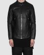 Ladder stitch leather jacket Discount