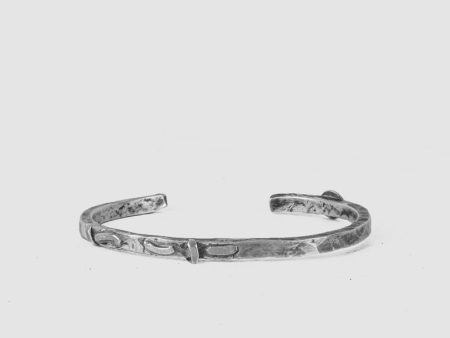 Thick detailed oxidized silver bracelet on Sale