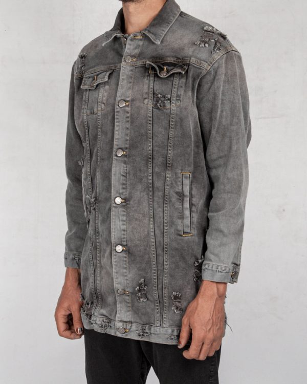 Oversize denim jacket grey Online now