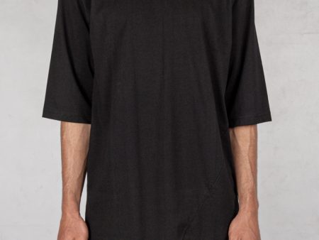 Asymmetric crew neck tshirt black For Sale