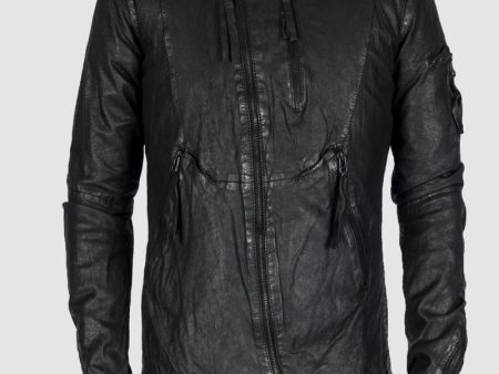 Asymmetric zip leather jacket Cheap