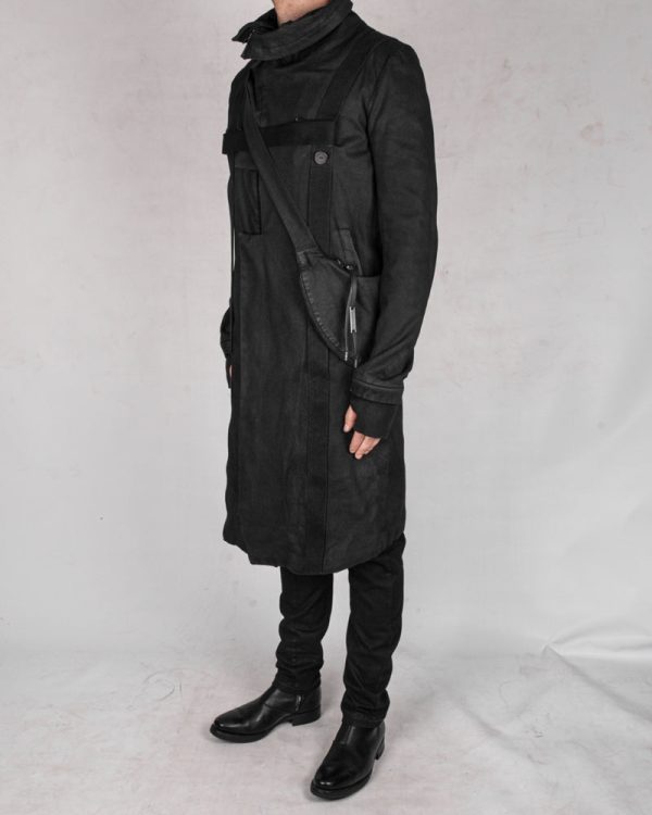 Harnessed zip up cotton coat For Sale