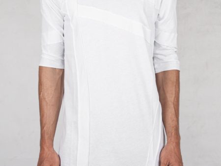 Asymmetric band tshirt white on Sale