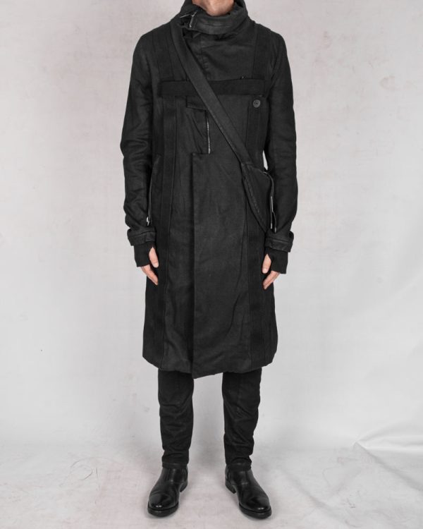 Harnessed zip up cotton coat For Sale