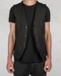 Raw linen blend vest For Cheap