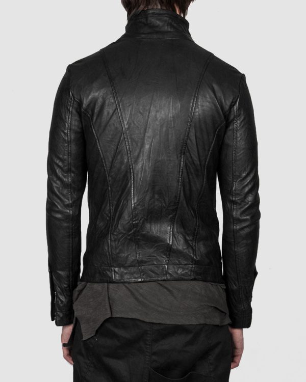 Molis high collar leather jacket Supply