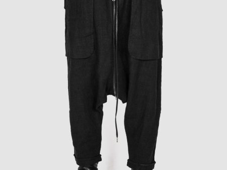 Baggy linen trousers black Discount