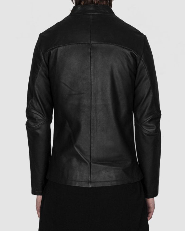 Ladder stitch leather jacket Discount