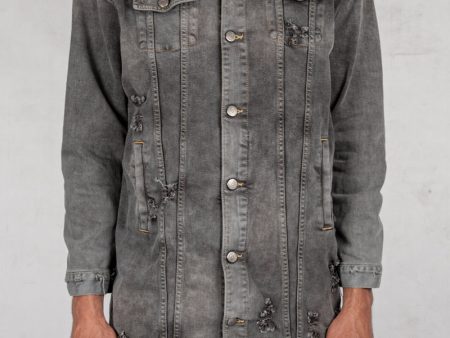 Oversize denim jacket grey Online now