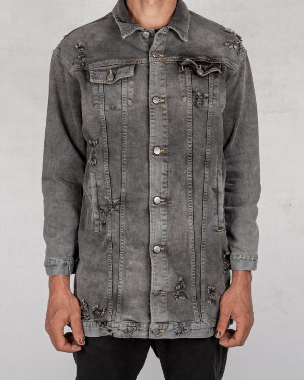 Oversize denim jacket grey Online now